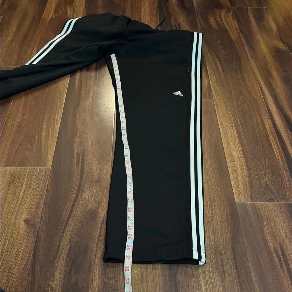 Adidas Mens Black Joggers with White Stripes Size Large